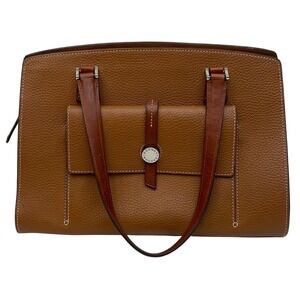 Dooney & Bourke Pebbled Leather Satchel Tote Tan Cambridge Work Bag *Read